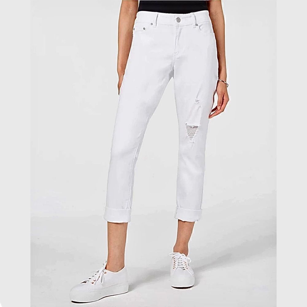 Indigo Rein White Destroyed Skinny Stretchy Capris Jeans Sz 27